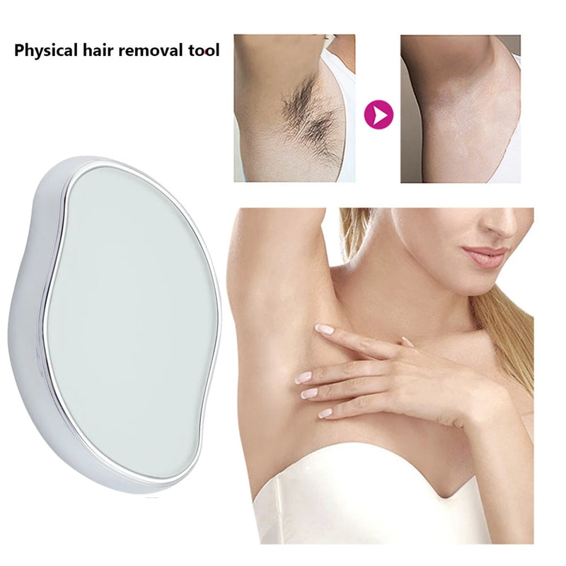 Depilador de Cristal para Remoção Física de Pelos – Sem Dor, Limpeza Fácil e Reutilizável, Ideal para Cuidados com o Corpo