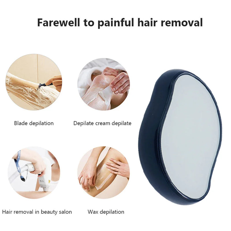 Depilador de Cristal para Remoção Física de Pelos – Sem Dor, Limpeza Fácil e Reutilizável, Ideal para Cuidados com o Corpo
