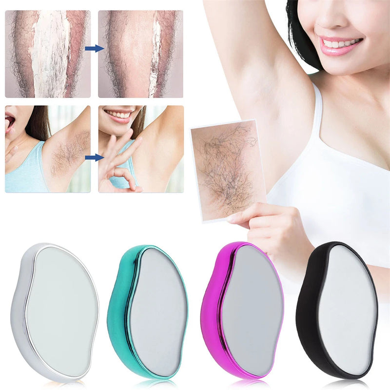 Depilador de Cristal para Remoção Física de Pelos – Sem Dor, Limpeza Fácil e Reutilizável, Ideal para Cuidados com o Corpo