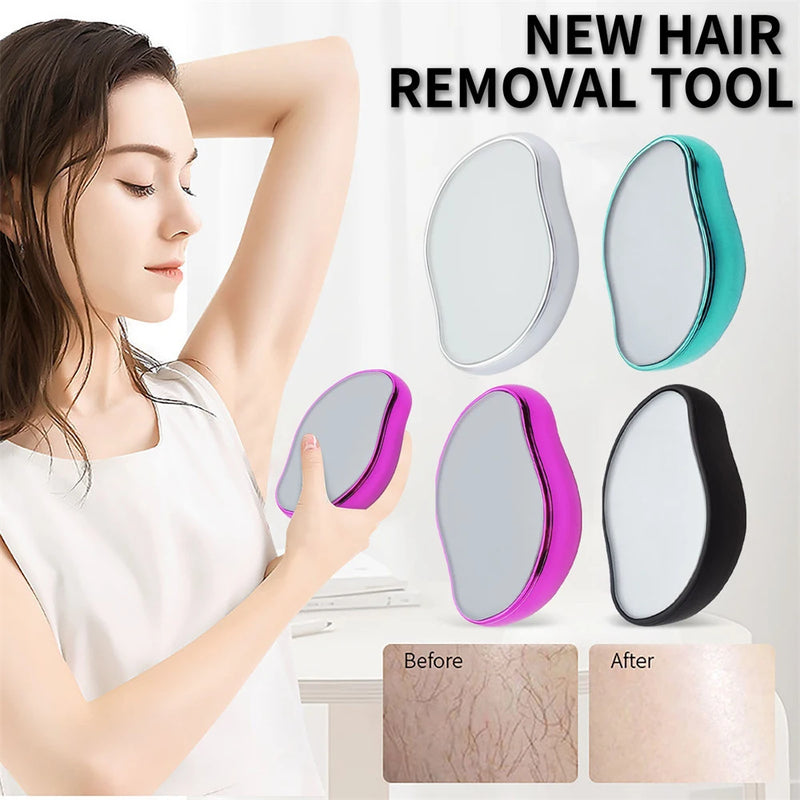 Depilador de Cristal para Remoção Física de Pelos – Sem Dor, Limpeza Fácil e Reutilizável, Ideal para Cuidados com o Corpo